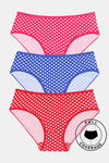 Rosaline Pure Cotton Full Coverage Slim Elastic Brief (Pack of 3)- Polka Dot Print — thumbnail 1